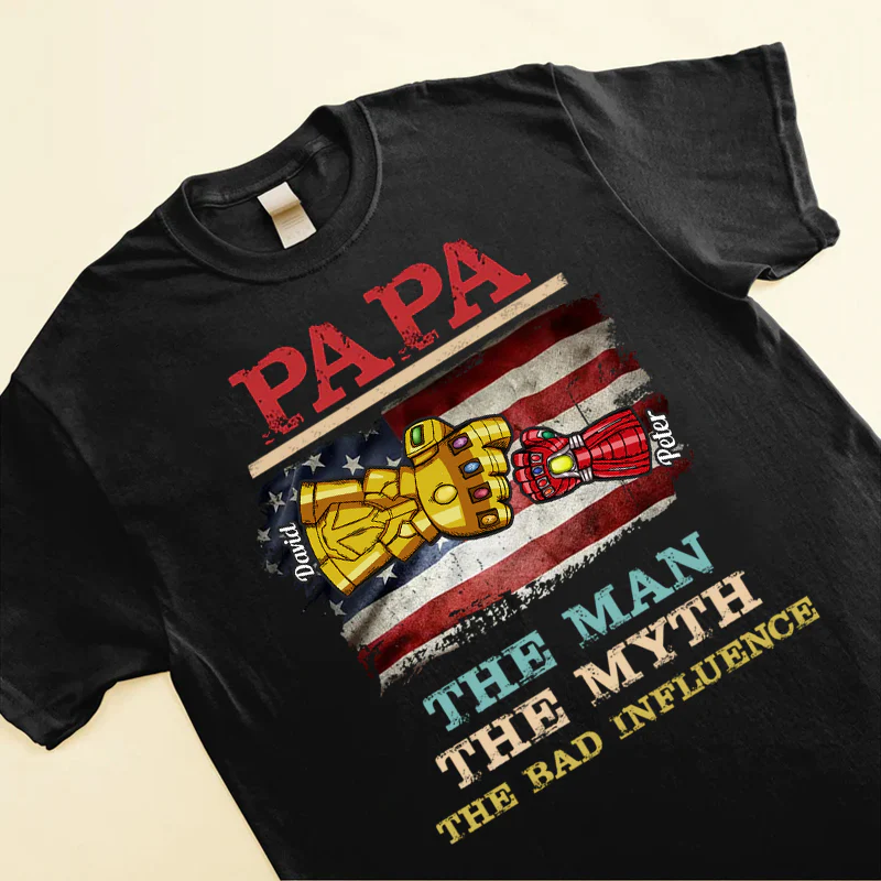 USA The Man The Myth The Bad Influence - Gift For Dad, Grandfather - Personalized Shirt - Image 4