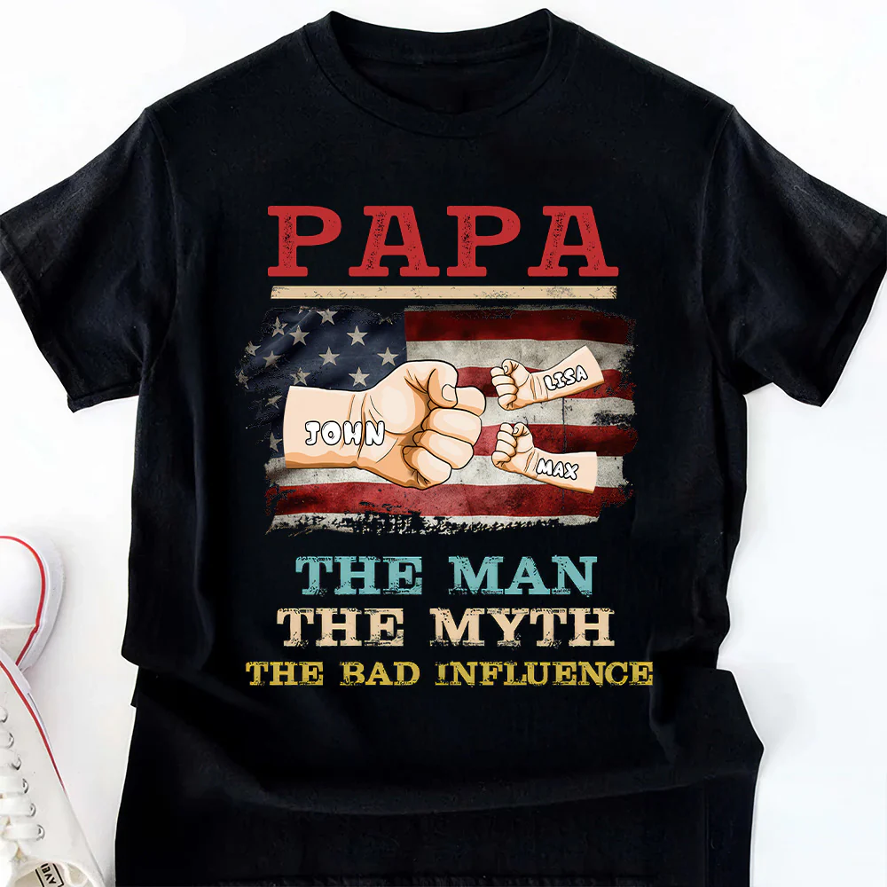 USA The Man The Myth The Bad Influence - Personalized Shirt - Gift For Dad, Grandpa, Father's Day | GR6 NA94 - Image 2