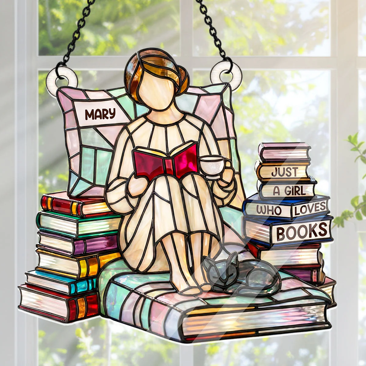 Just A Girl Who Loves Books - Personalized Acrylic Suncatcher - Gift For Her, Book Lovers HH01