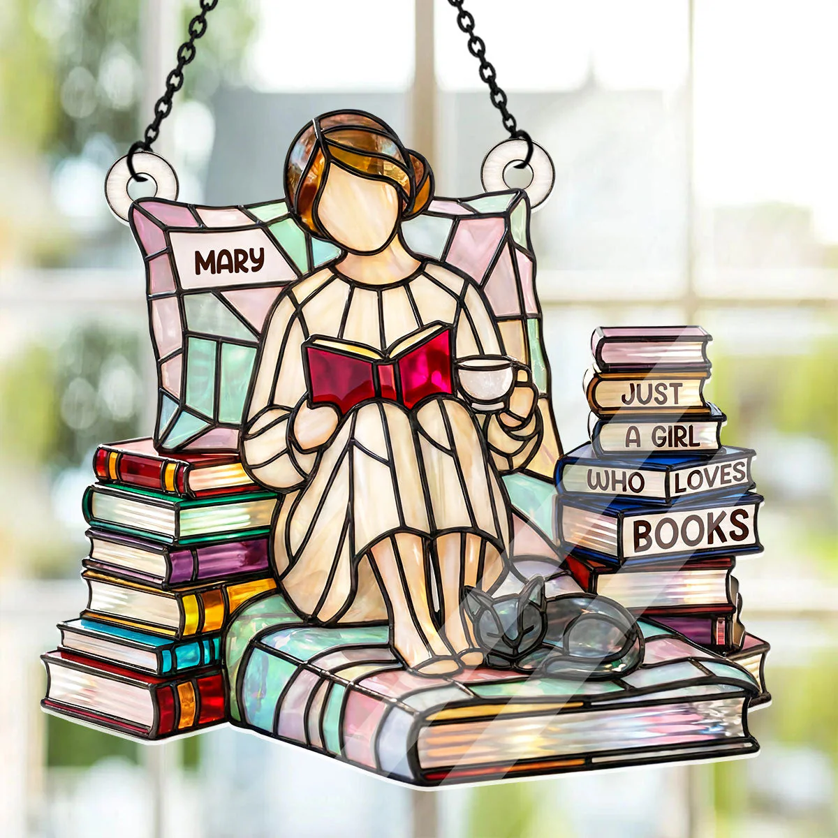 Just A Girl Who Loves Books - Personalized Acrylic Suncatcher - Gift For Her, Book Lovers HH01 - Image 2