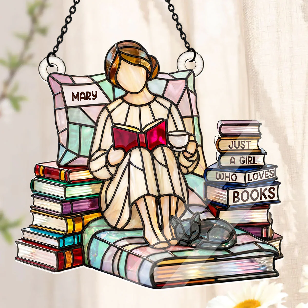 Just A Girl Who Loves Books - Personalized Acrylic Suncatcher - Gift For Her, Book Lovers HH01 - Image 3