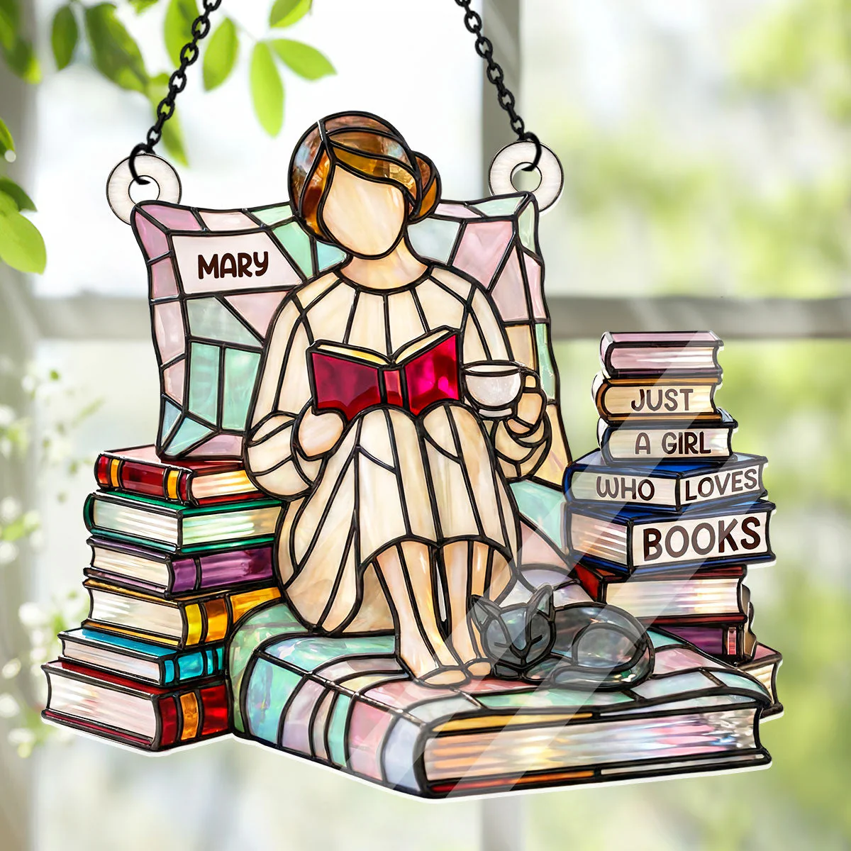Just A Girl Who Loves Books - Personalized Acrylic Suncatcher - Gift For Her, Book Lovers HH01 - Image 4