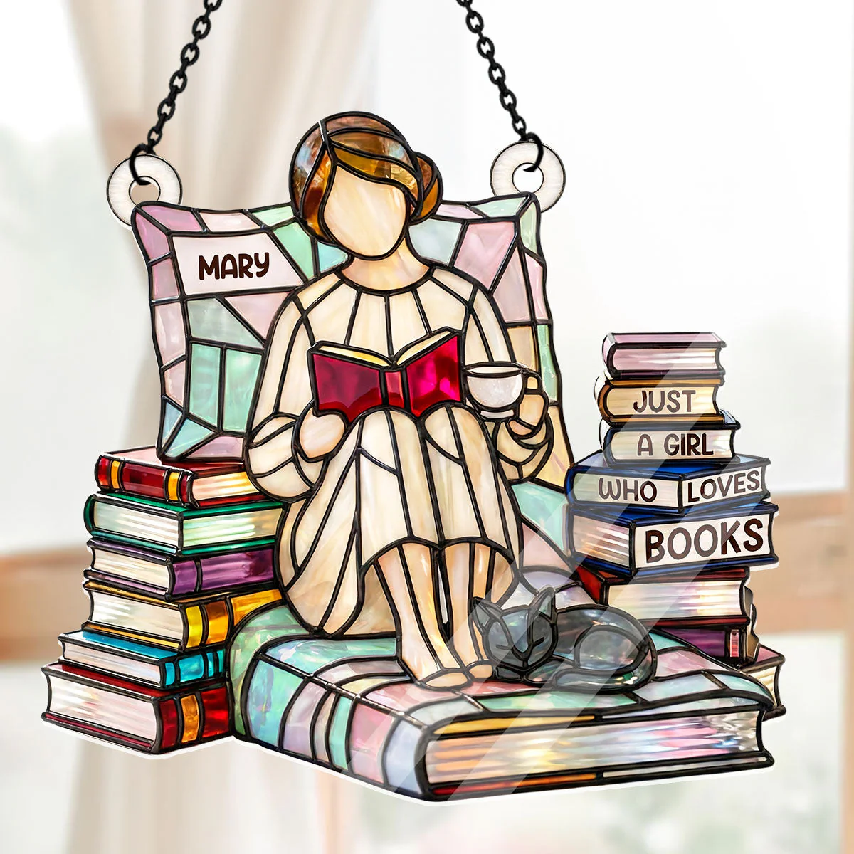Just A Girl Who Loves Books - Personalized Acrylic Suncatcher - Gift For Her, Book Lovers HH01 - Image 5