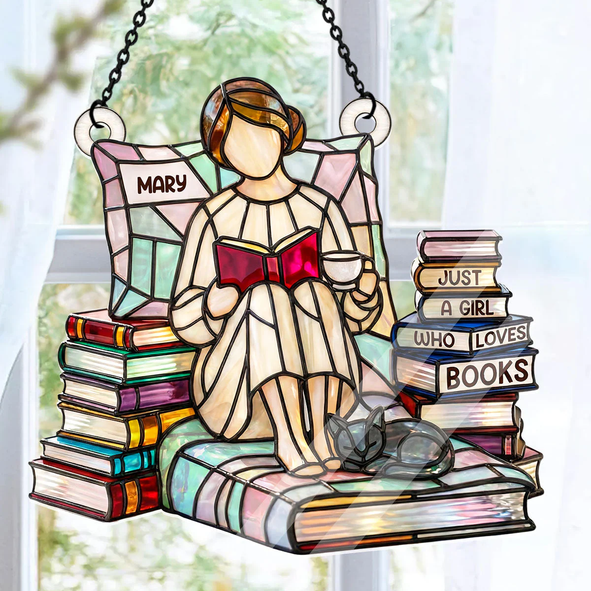 Just A Girl Who Loves Books - Personalized Acrylic Suncatcher - Gift For Her, Book Lovers HH01 - Image 6