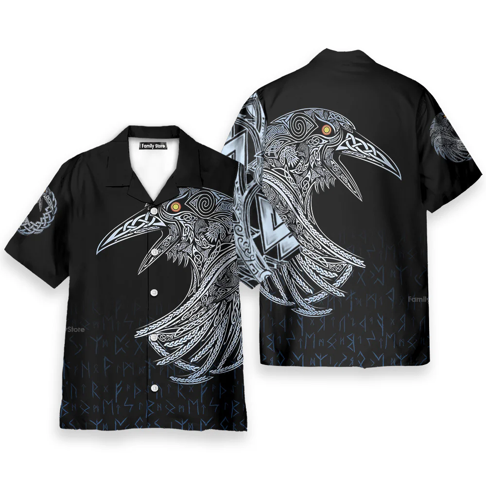 Viking Huginn And Muninn Birds Norse - Hawaiian Shirt - Image 2