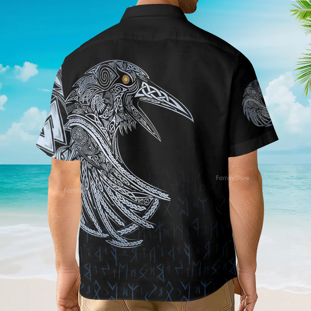 Viking Huginn And Muninn Birds Norse - Hawaiian Shirt - Image 3