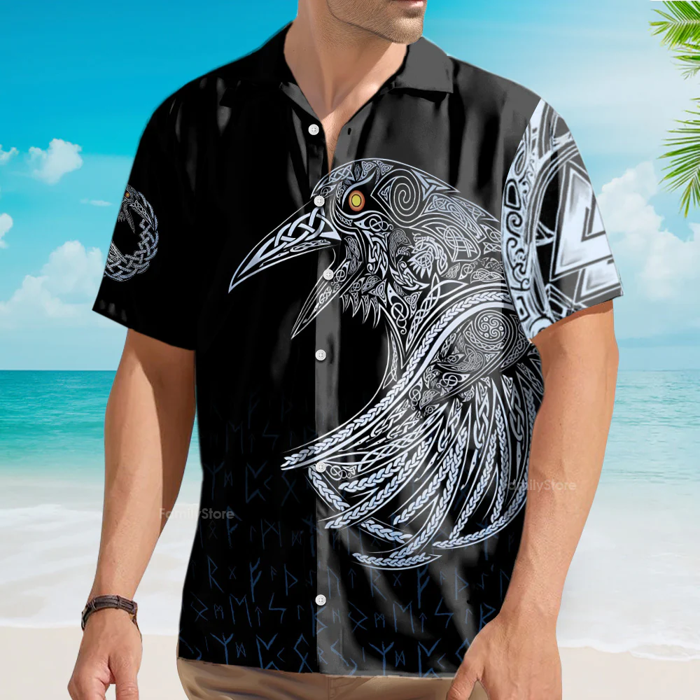 Viking Huginn And Muninn Birds Norse - Hawaiian Shirt - Image 4