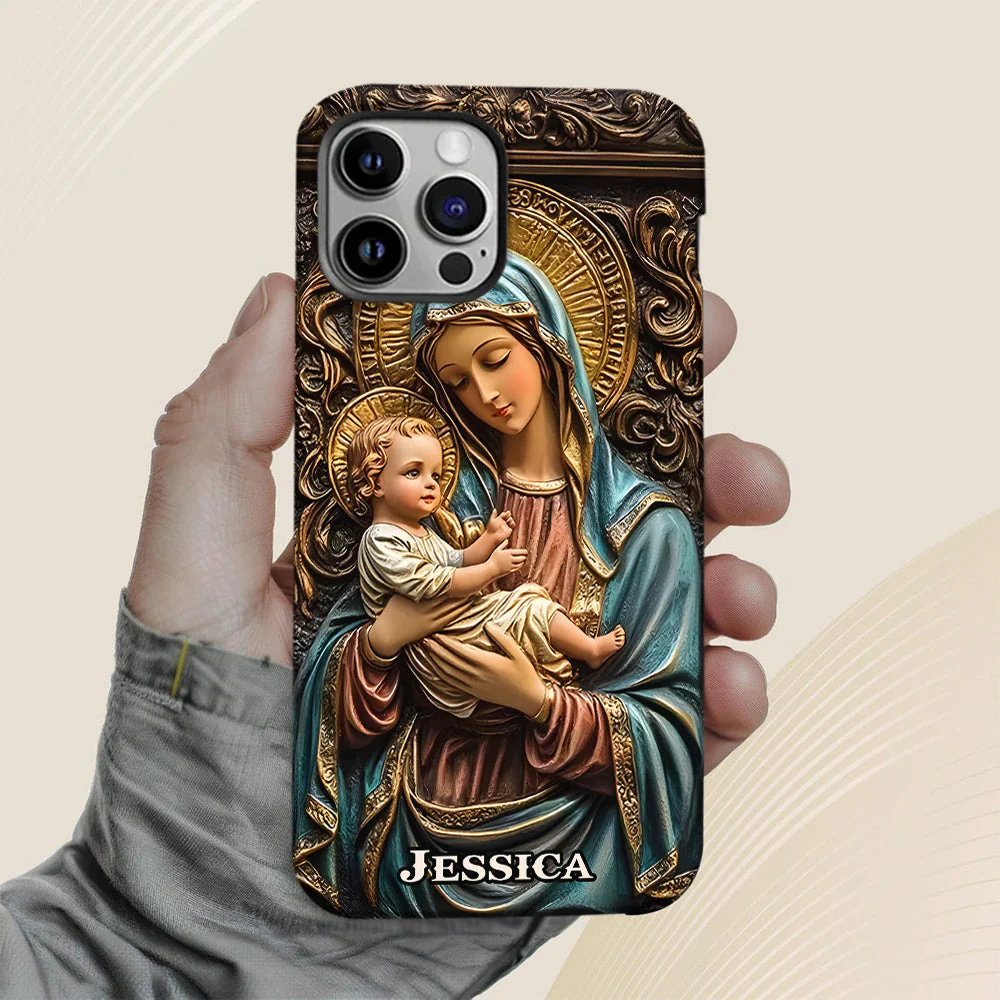 Virgin Mary & Baby Jesus - Personalized Christian Phone Case - Gift for Christian BA01 - Image 5