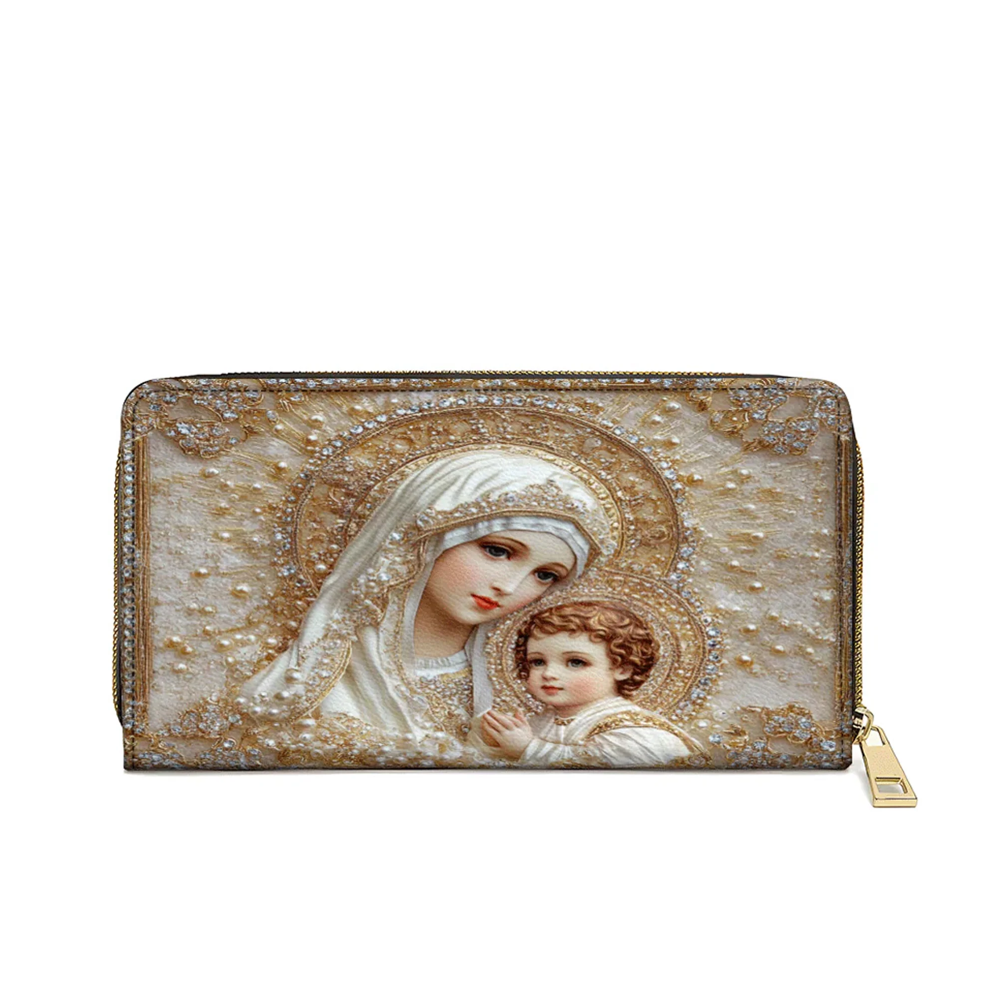 Virgin Mary & Child Holy Mother Purse - Christian Leather Wallet