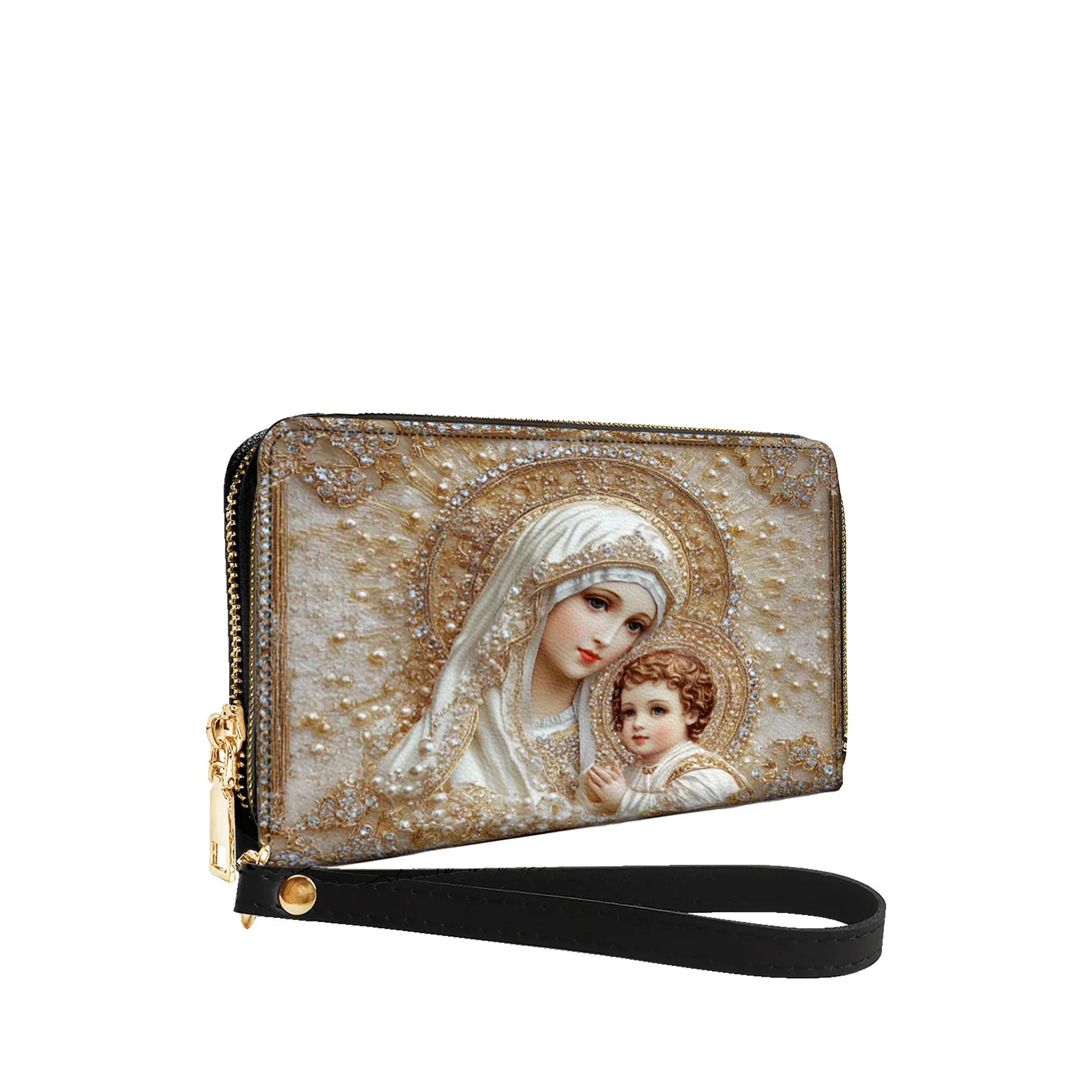 Virgin Mary & Child Holy Mother Purse - Christian Leather Wallet - Image 2