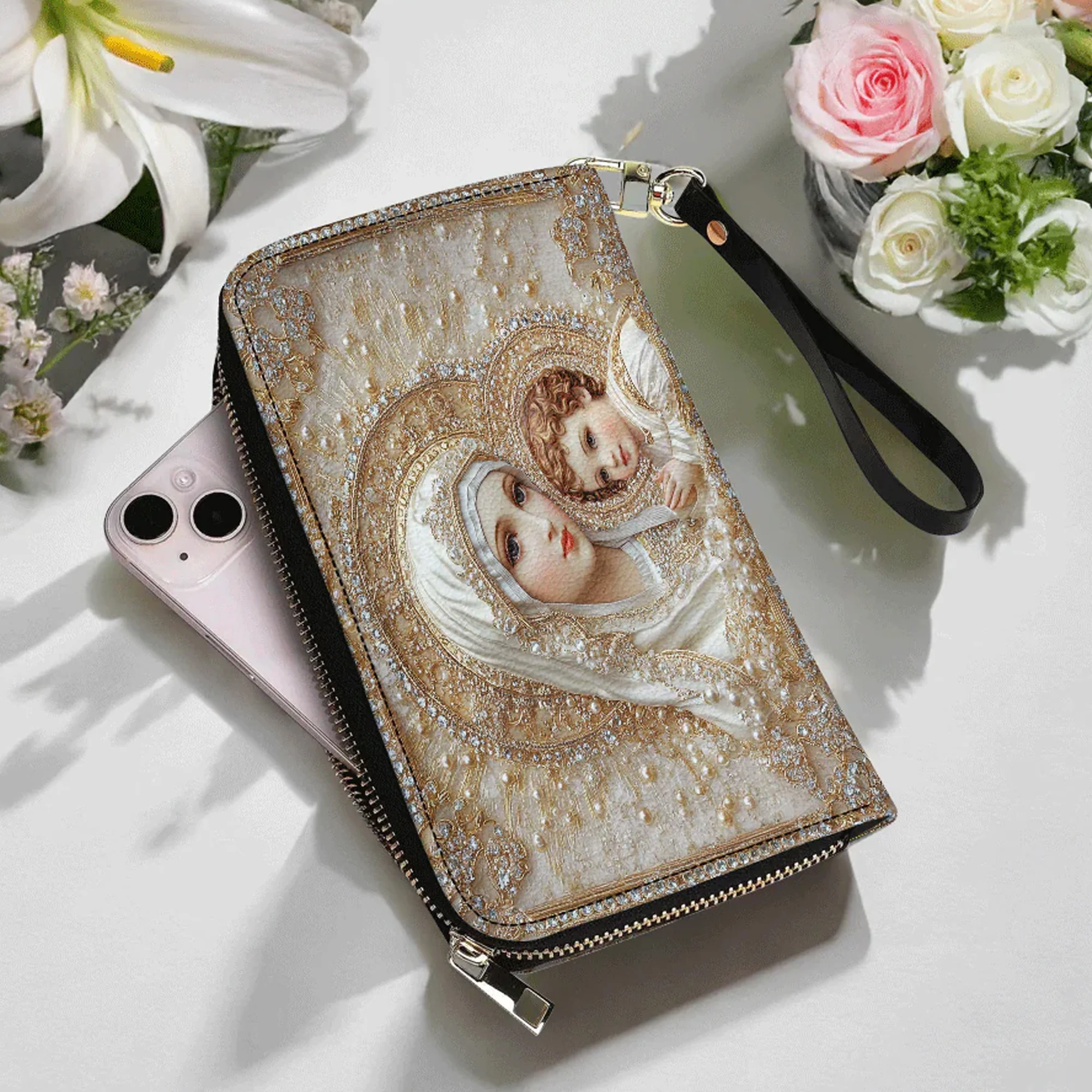 Virgin Mary & Child Holy Mother Purse - Christian Leather Wallet - Image 5