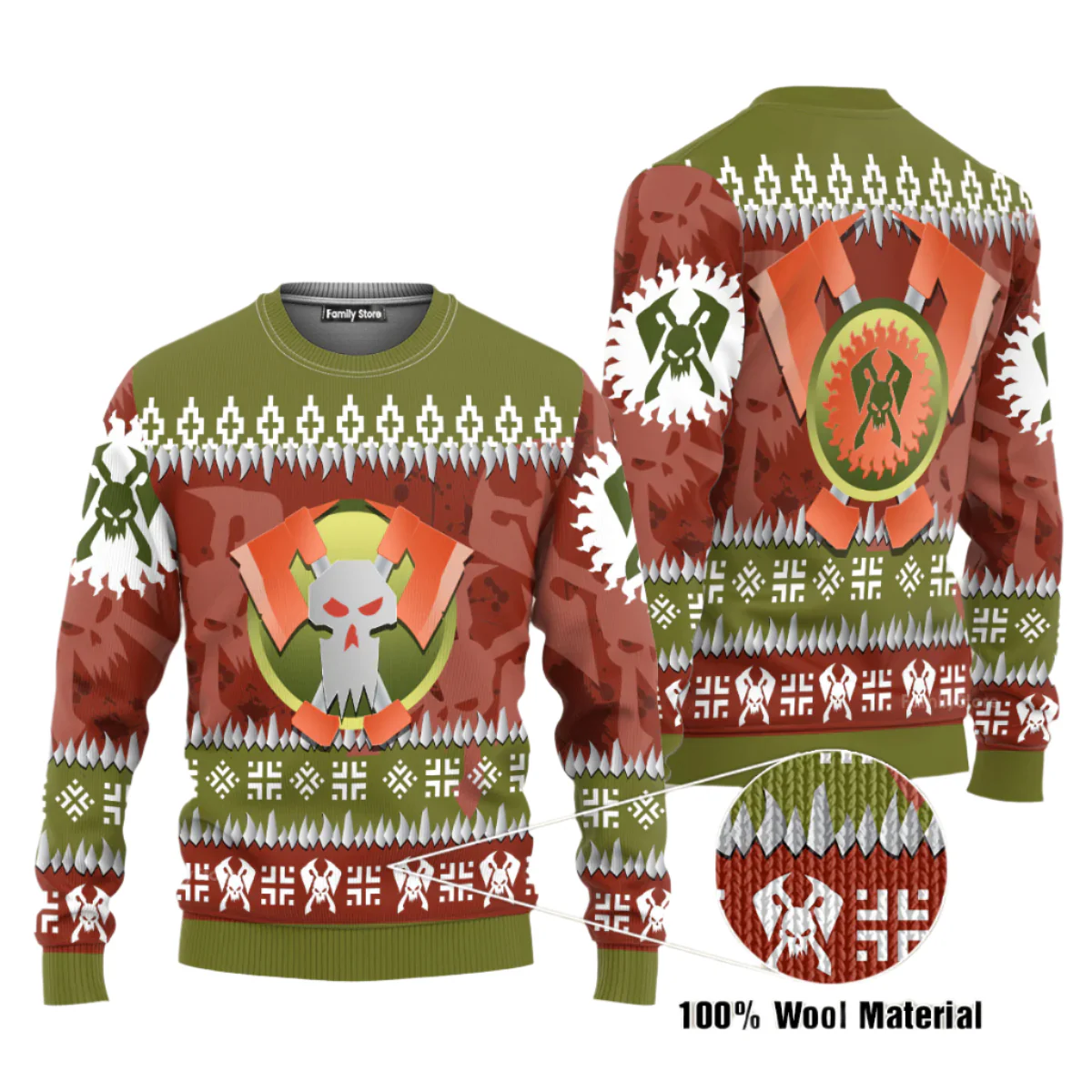 Warhammer Blood Axe Orks Iconic - Ugly Christmas Sweater - Image 4