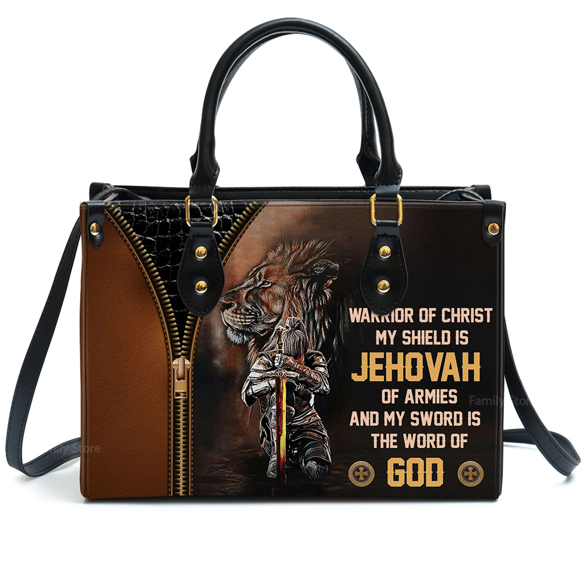 Warrior Of Christ - Scripture Gifts For Women Of God - Personalized Leather Handbag With Handle - AT4081458 - Image 2