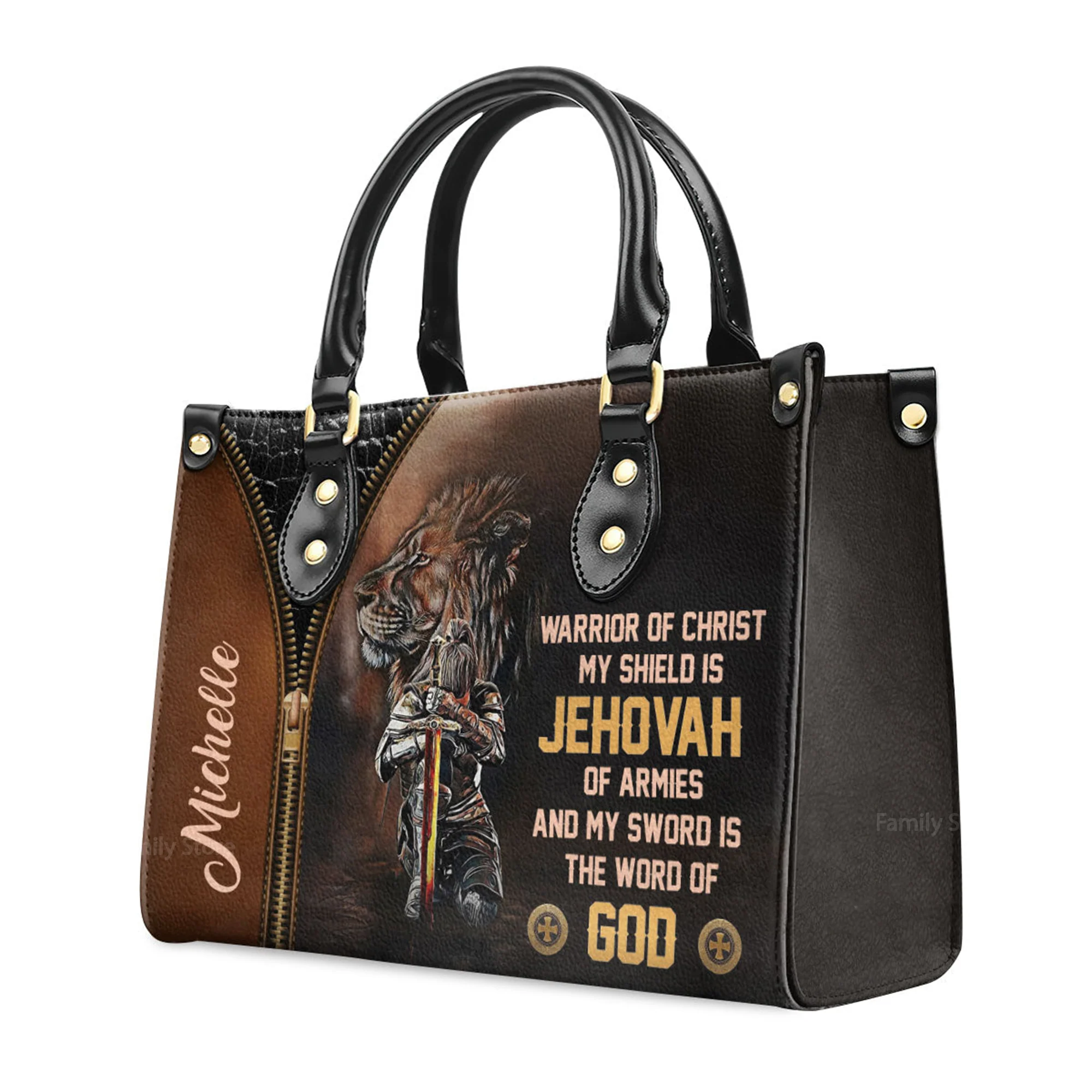 Warrior Of Christ - Scripture Gifts For Women Of God - Personalized Leather Handbag With Handle - AT4081458 - Image 3