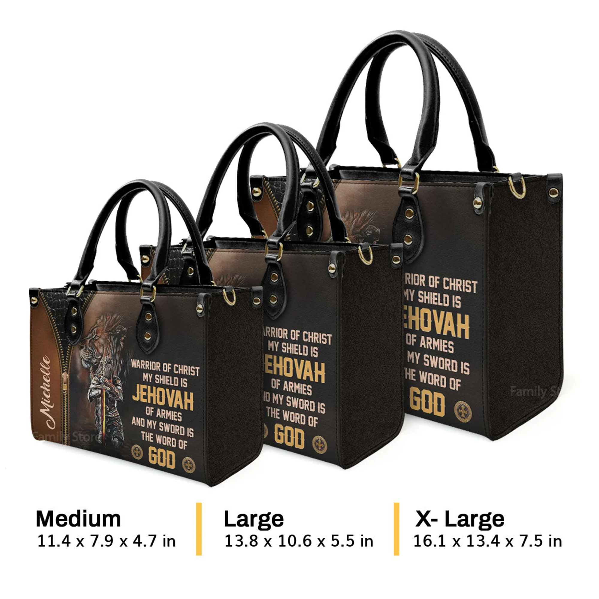 Warrior Of Christ - Scripture Gifts For Women Of God - Personalized Leather Handbag With Handle - AT4081458 - Image 4