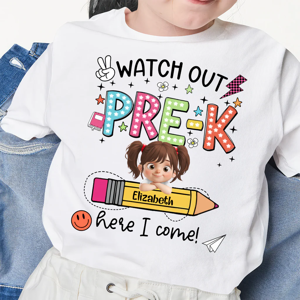 Watch Out Here I Come Custom Grade First Day Of School  - Personalized Shirt - Back To School Gift For Kids | GR26 TD118 - Image 2