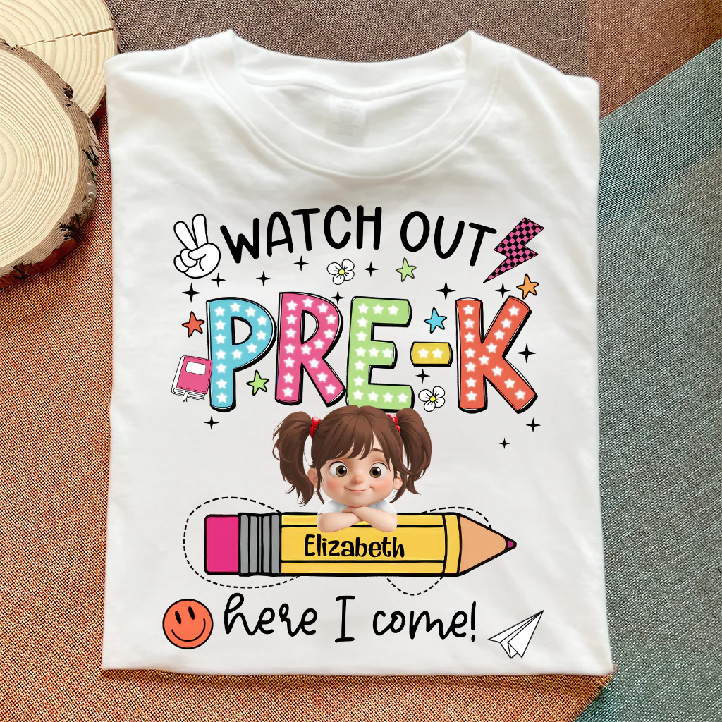 Watch Out Here I Come Custom Grade First Day Of School  - Personalized Shirt - Back To School Gift For Kids | GR26 TD118 - Image 4