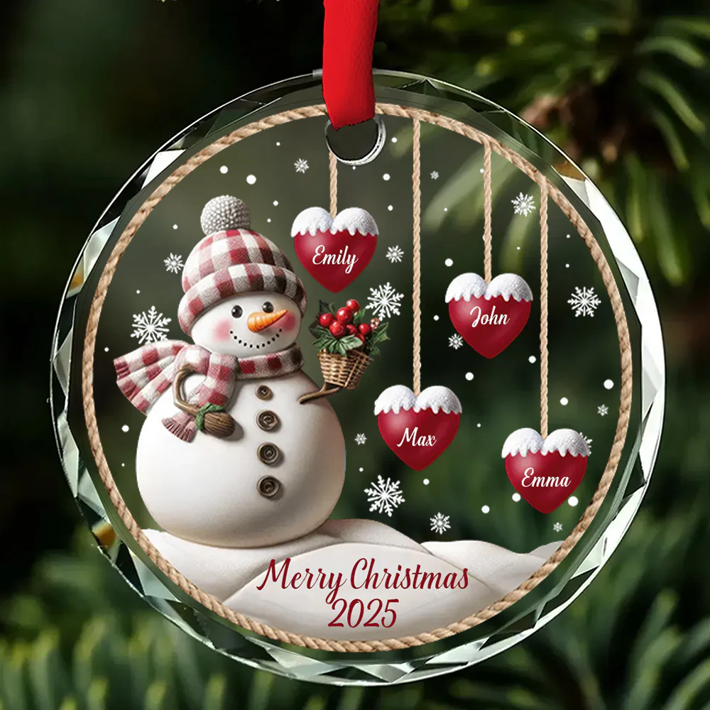 We Are A Snowman Family - Gift For Family Members, Friends - Personalized Glass Ornament - NA94 - Image 4