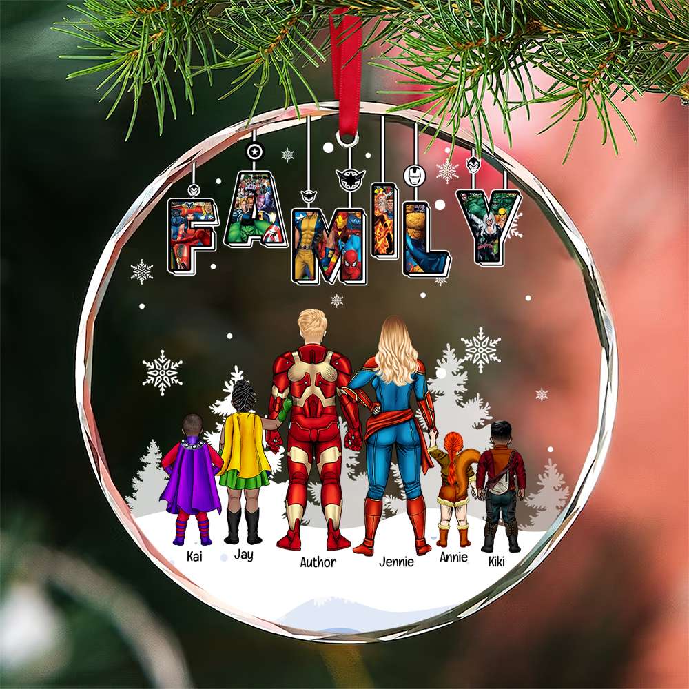 We Are A Super Hero Team - Personalized Glass Ornament - Gift For Family Members - CL02 NA94
