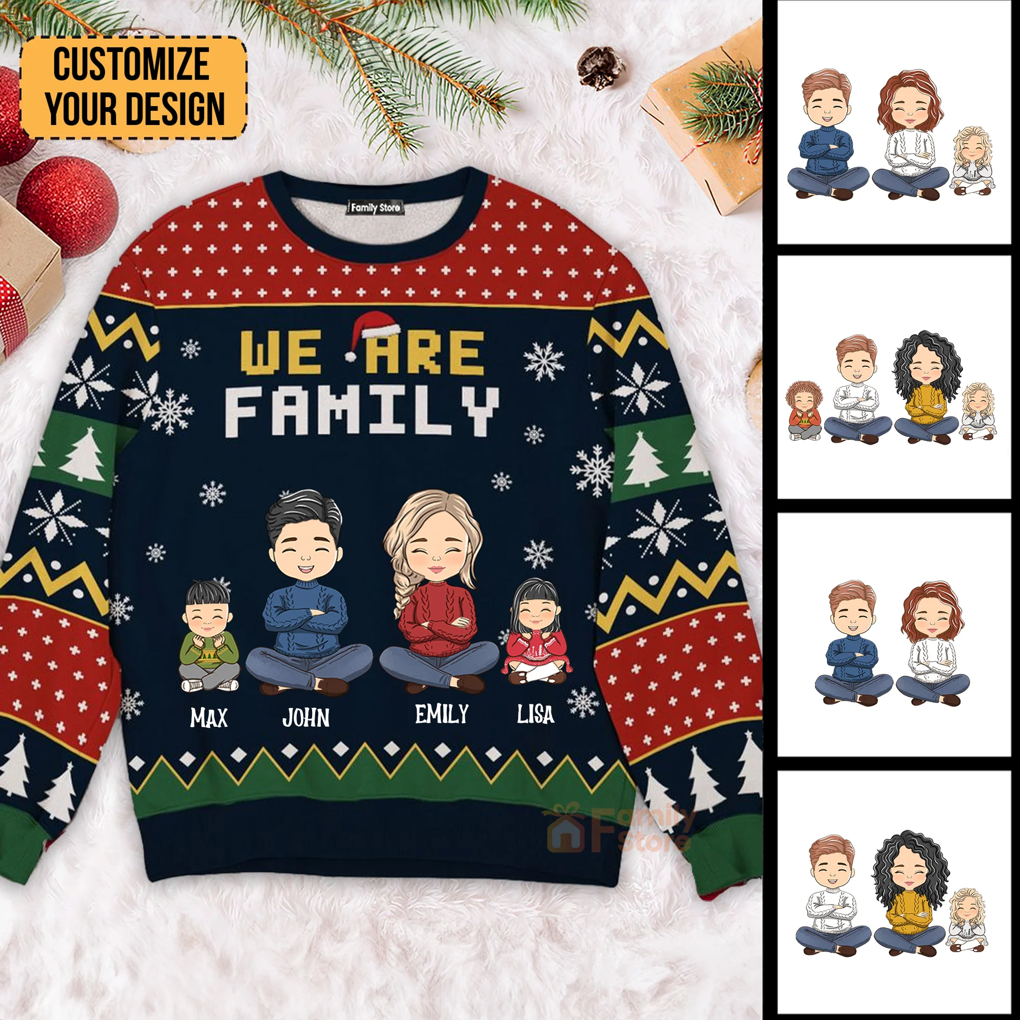 We Are Family - Gift For Family Memmber - Personalized Ugly Sweatshirt - CL35 NA94 - Image 2