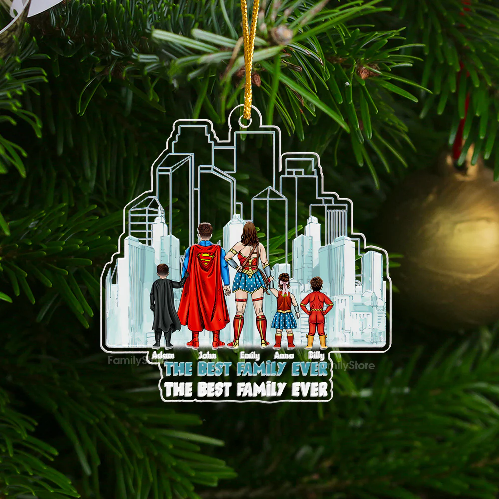 We Are Super Heros - Gift For Family - Personalized Acrylic Ornament - CL02 NA94 - Image 2