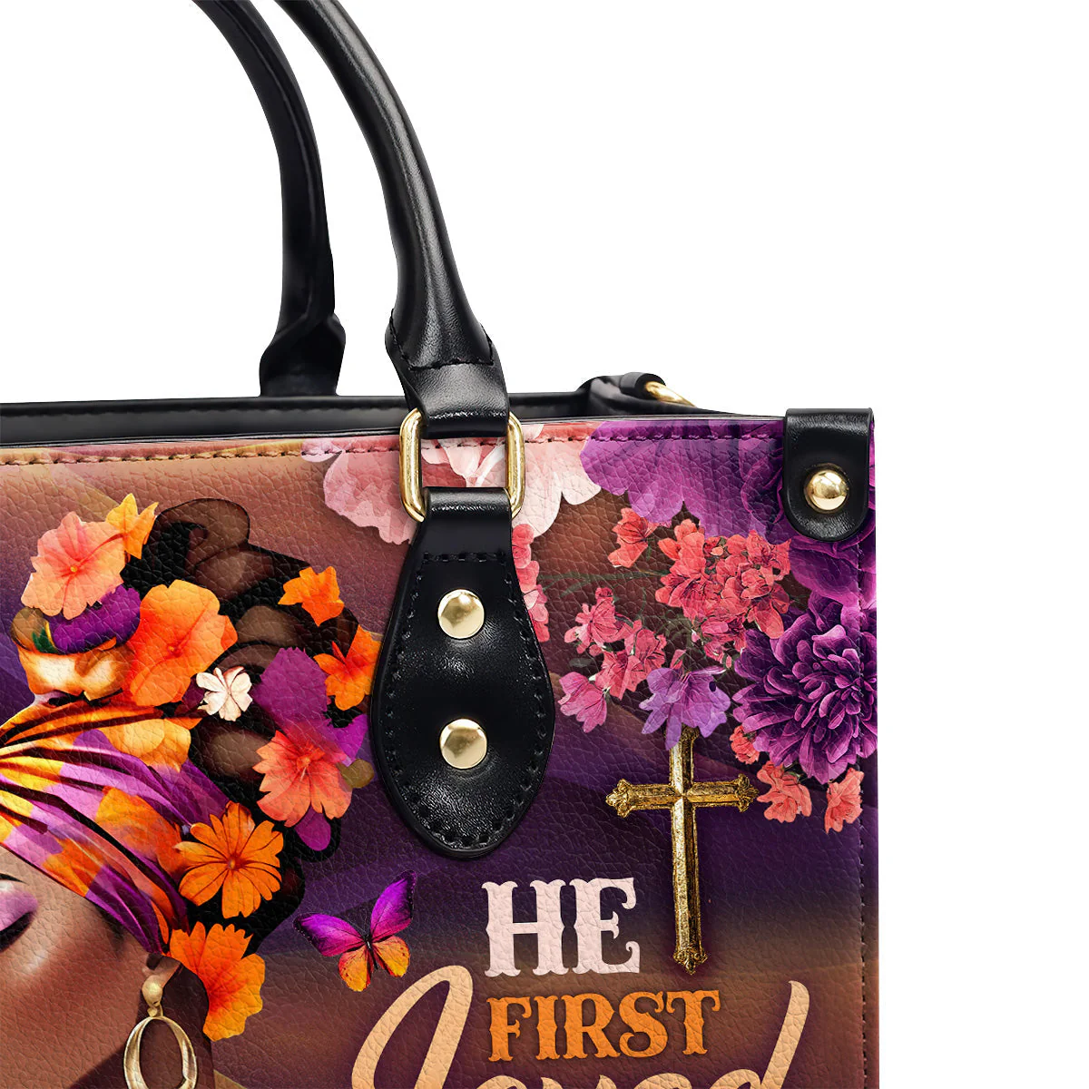 We Love Because He First Loved Us - Custom Christian Leather Handbag - Gift For Black Queen HD95 - Image 6