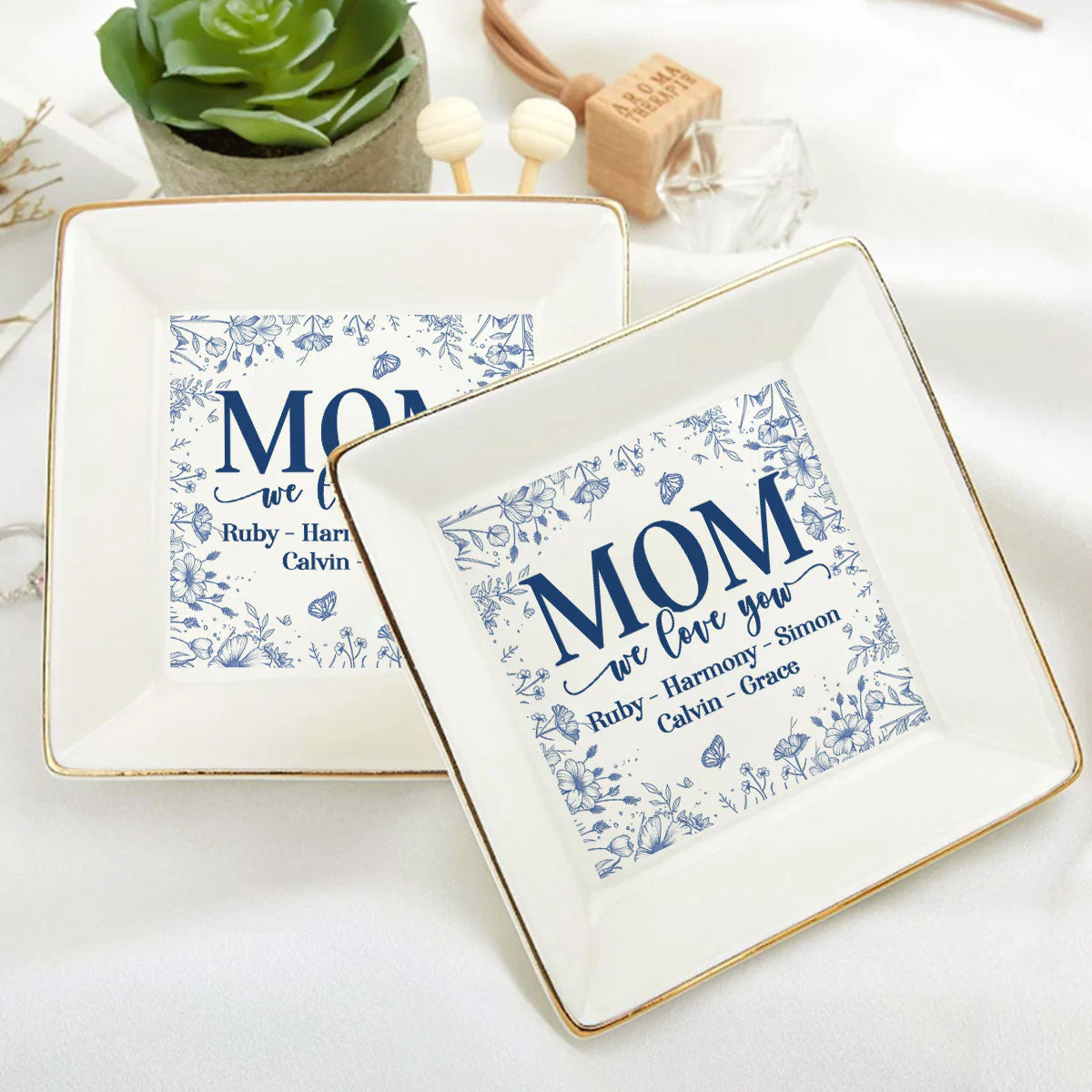 We Love You Mom - Personalized Jewelry Dish - Gift For Grandma, Mom NH96 - Image 6