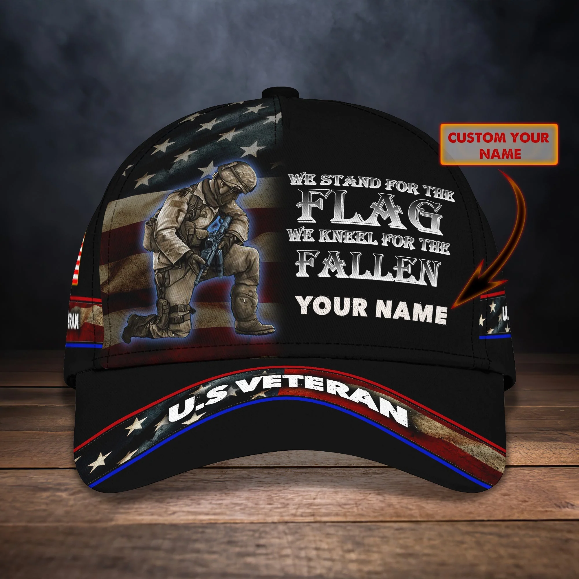 We Stand For The Flag We Kneel For The Fallen U.S Veteran - Personalized Classic Cap - Patriotic Gift For Veterans | HN02