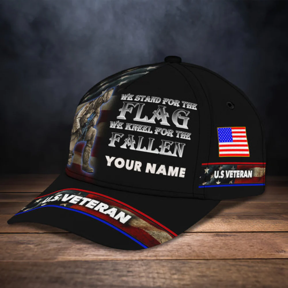 We Stand For The Flag We Kneel For The Fallen U.S Veteran - Personalized Classic Cap - Patriotic Gift For Veterans | HN02 - Image 3