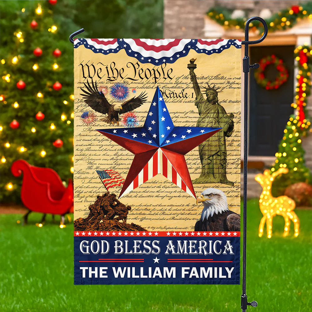 We The People God Bless America 250th Anniversary - Personalized Flag - Patriotic Gift For Family HN02 - Image 2