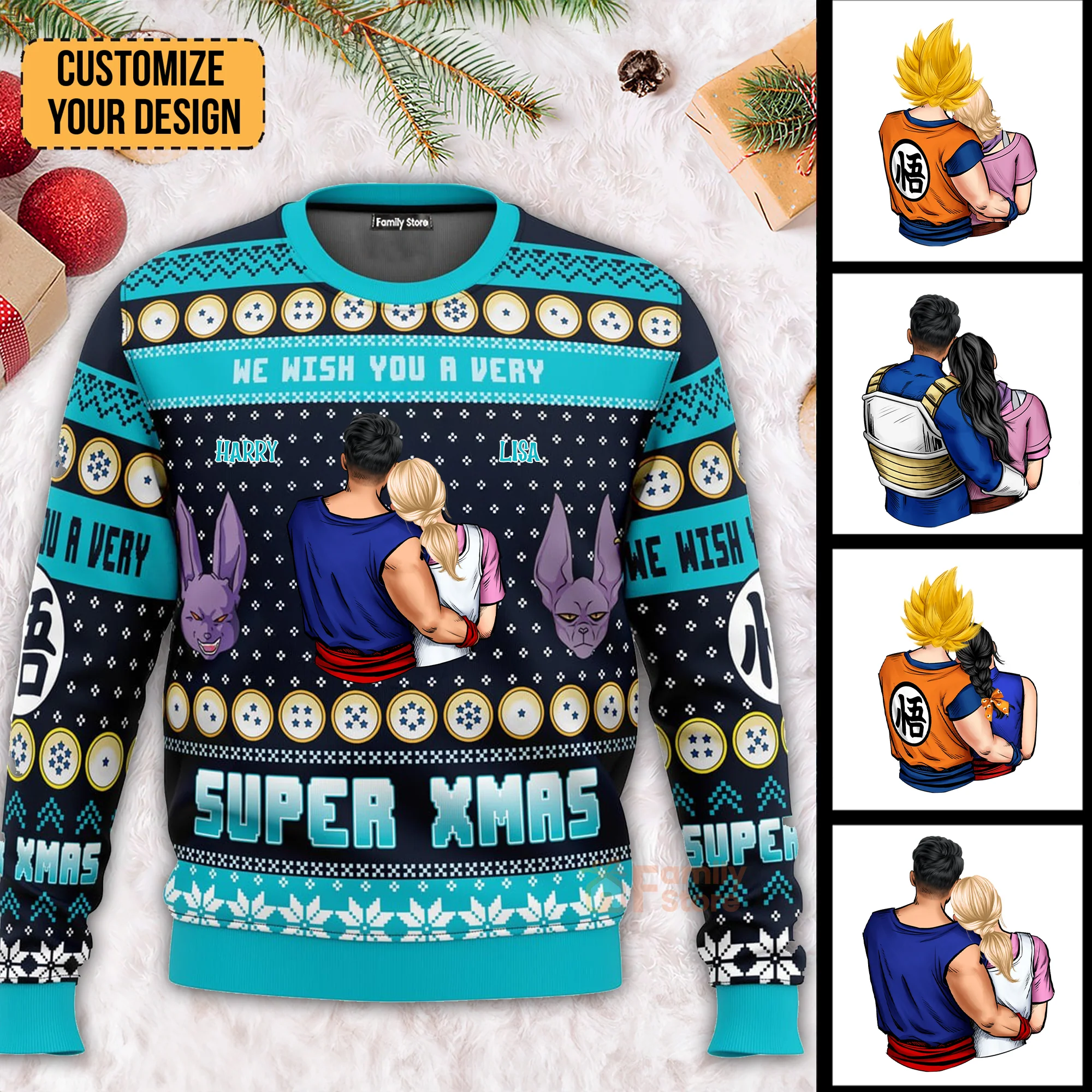 We Wish You A Very Super Xmas Dragon Ball - Gift For Couples - Personalized Ugly Sweater - CL18 NH96
