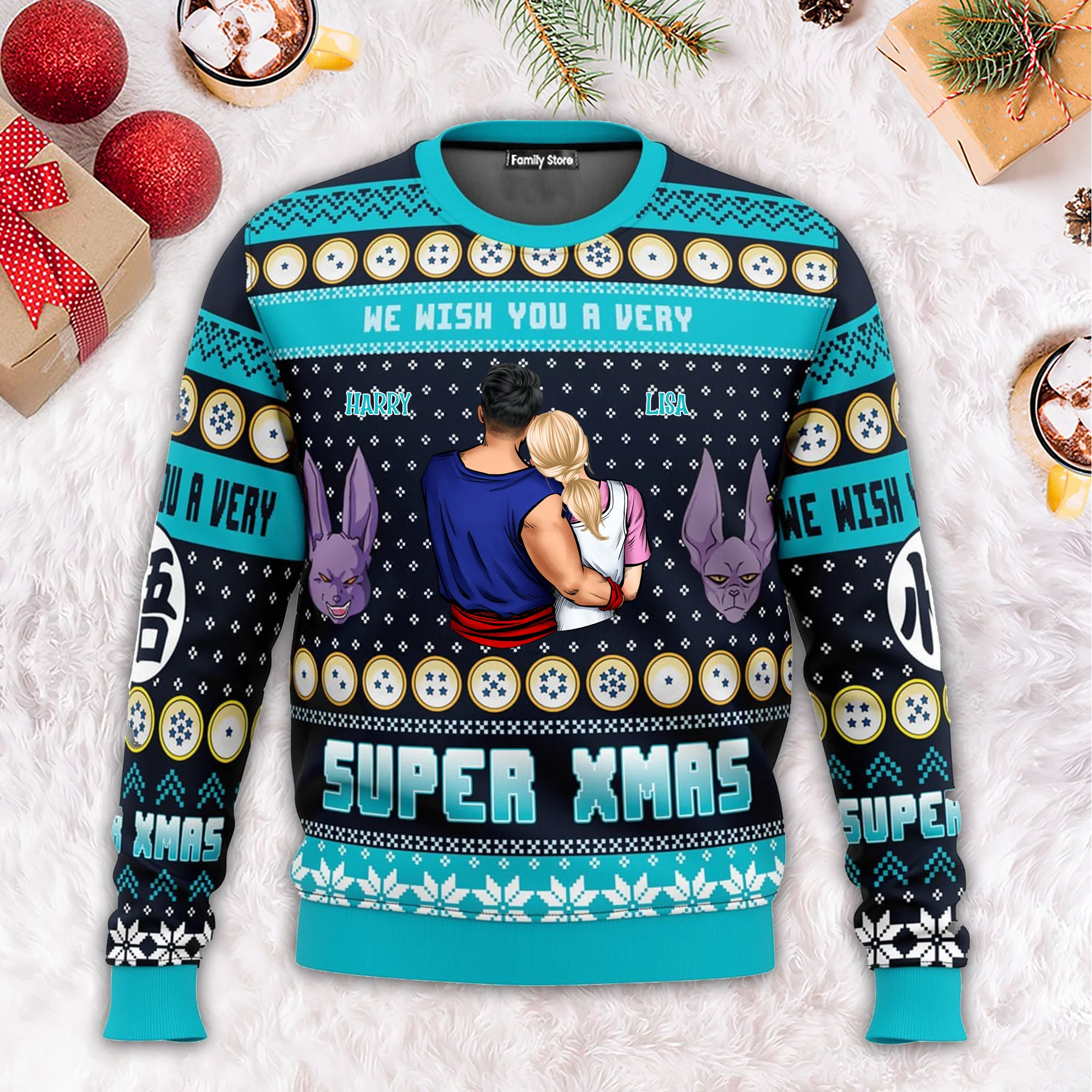 We Wish You A Very Super Xmas Dragon Ball - Gift For Couples - Personalized Ugly Sweater - CL18 NH96 - Image 2