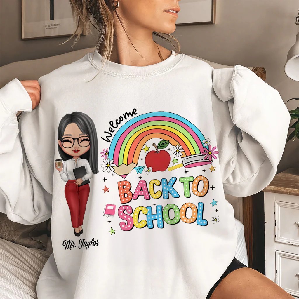 Welcome Back To School Rainbow Teacher Shirt - Personalized Shirt | CLTC01 TD118 - Image 2