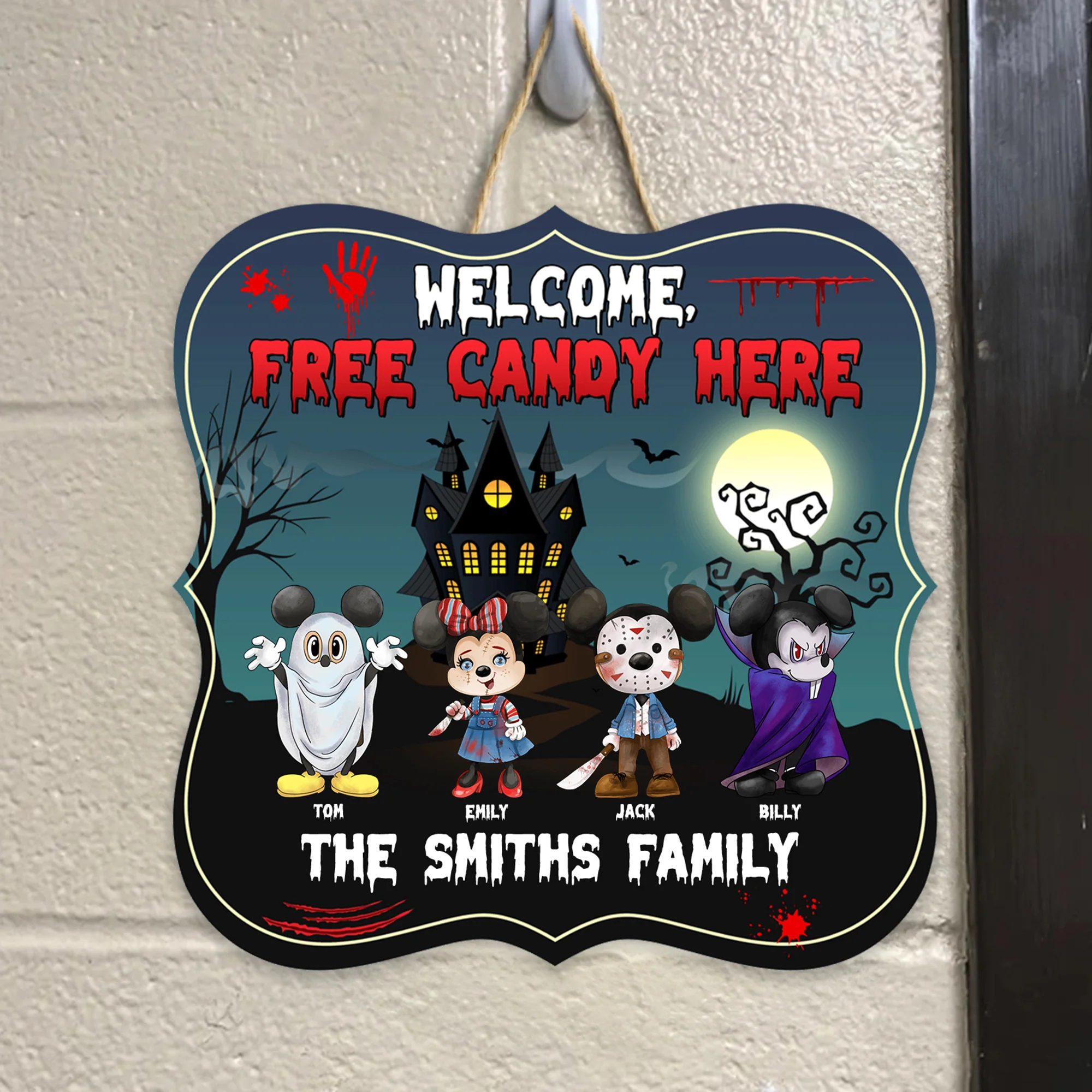 Welcome Free Candy Here Horror Halloween - Personalized Shaped Wood Sign - CL15 NA94 - Image 3