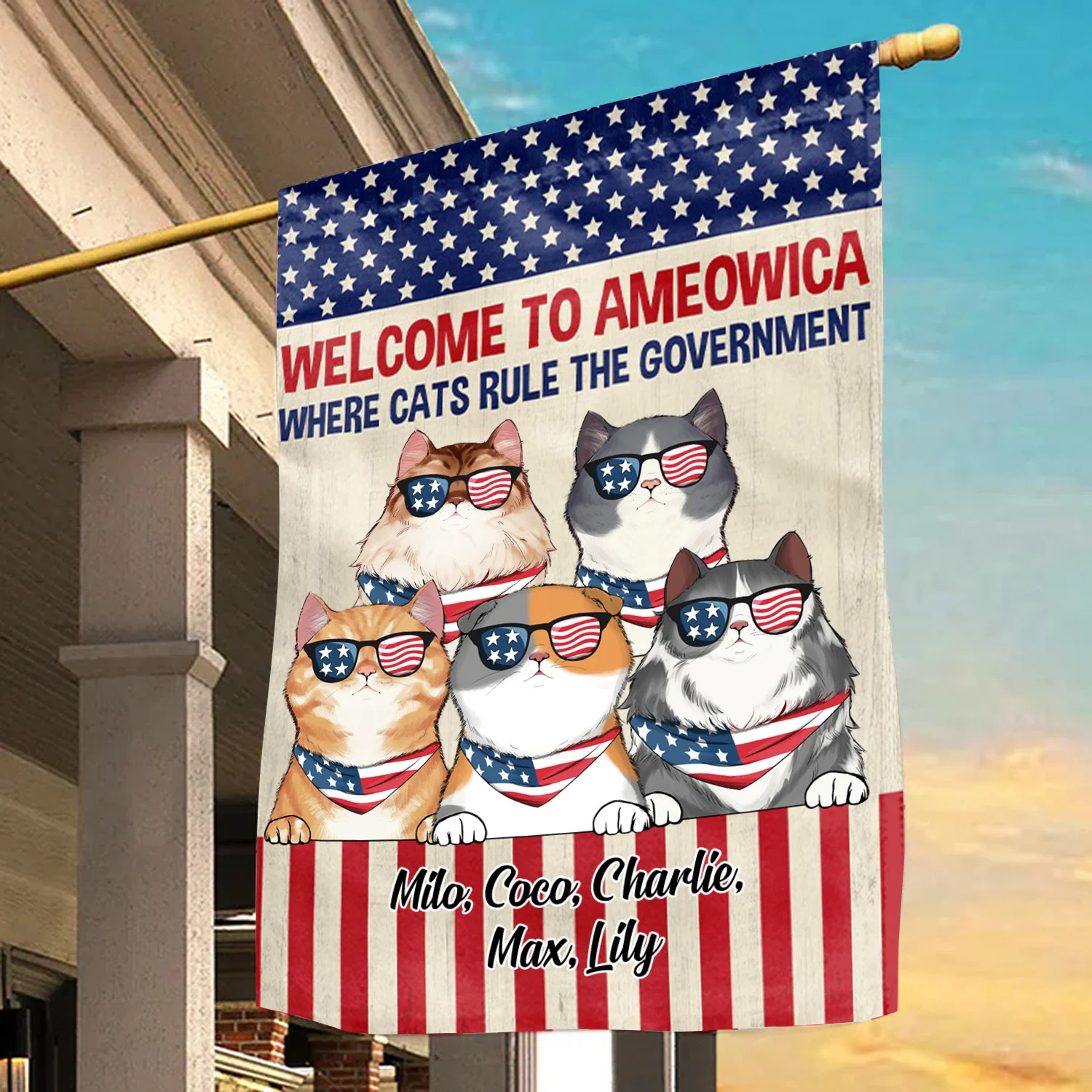 Welcome To Ameowica Cats Rule The Government 4th July - Gift For Cat Lovers - Personalized Flag - Image 3