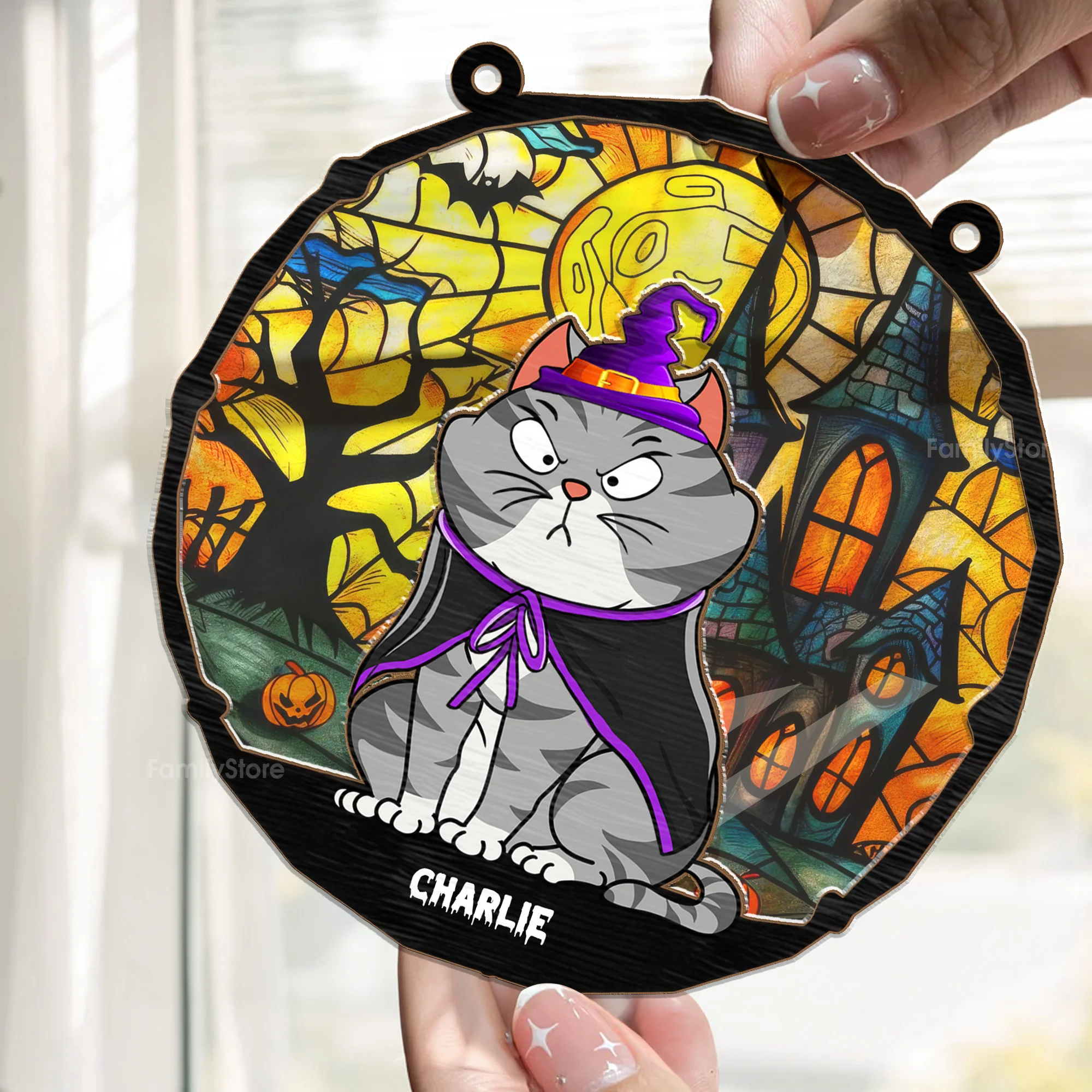 Well, It's Halloween - Gift For Cat Lovers - Personalized Window Hanging Window Hanging Suncatcher Ornament - CLP01 NA94 - Image 2