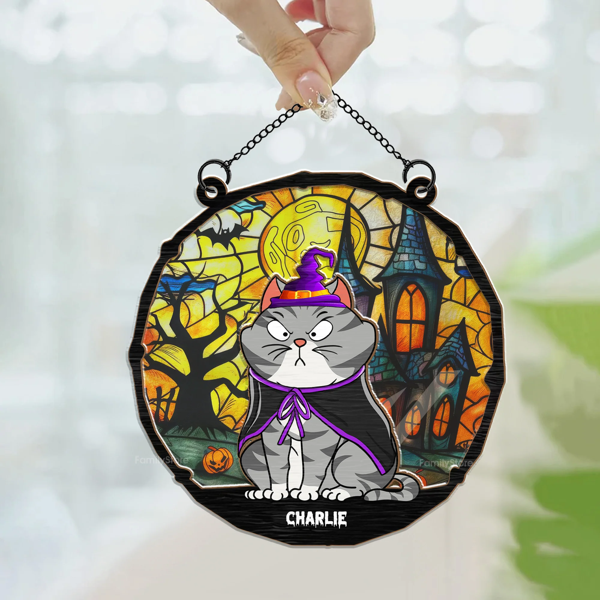 Well, It's Halloween - Gift For Cat Lovers - Personalized Window Hanging Window Hanging Suncatcher Ornament - CLP01 NA94 - Image 3