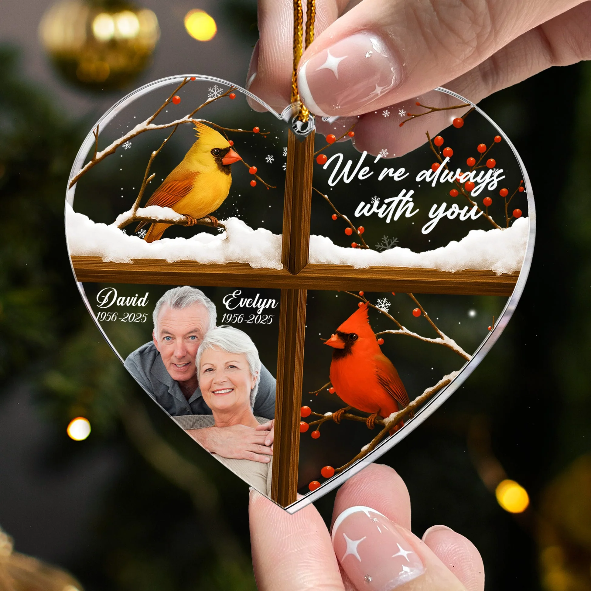 We're Always With You Cardinals - Personalized Acrylic Photo Ornament TD118 - Image 2