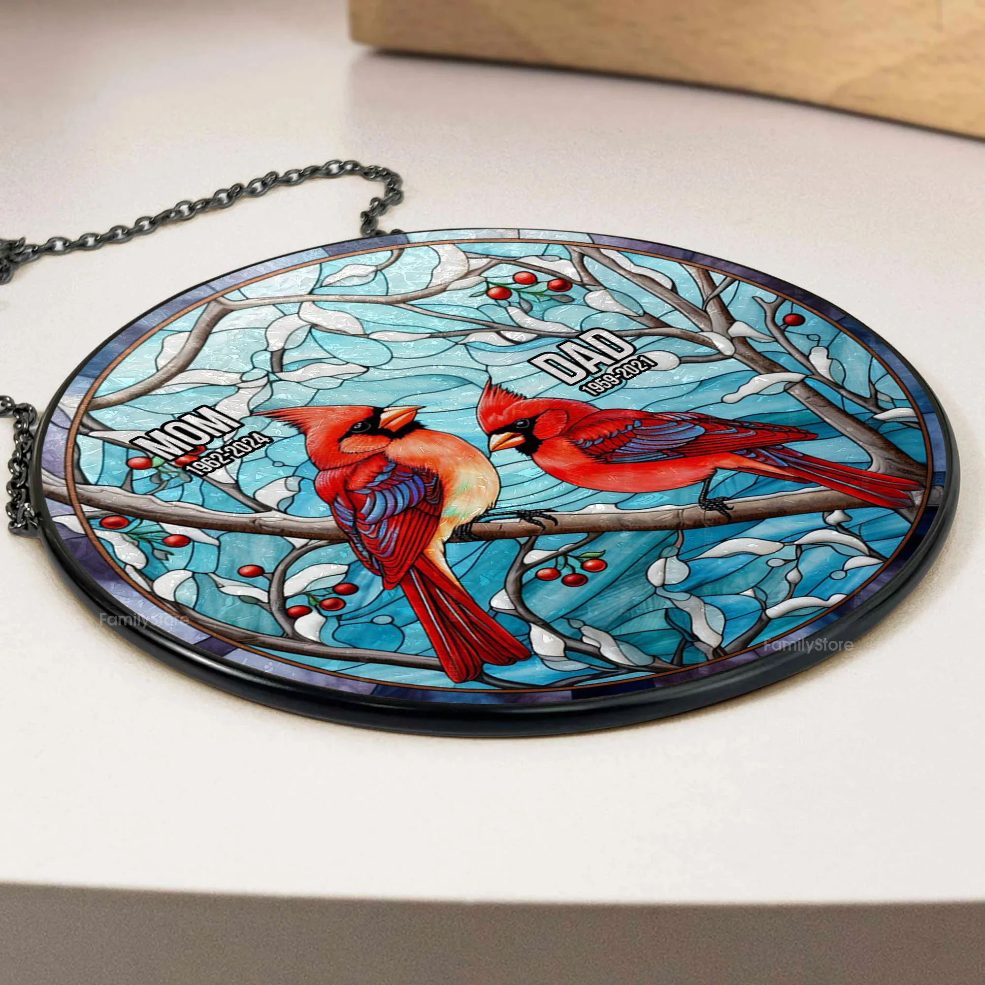 We're Always With You Forever - Memorial Gift - Personalized Stained Glass Window Hanging Suncatcher NA94 - Image 3