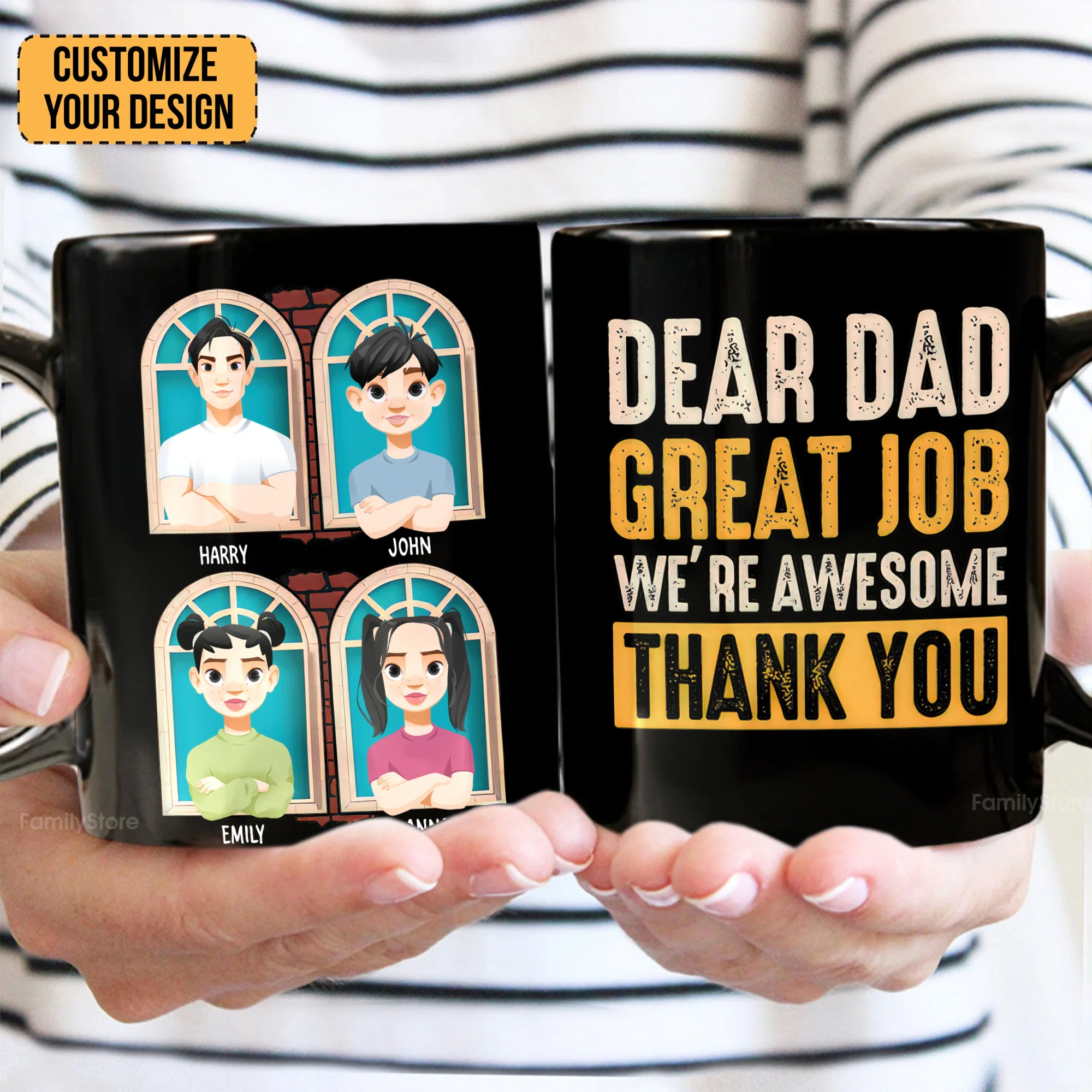 We're Awesome Thank You, Dear Dad - Personalized Black Mug - Gift For Dad, Fathers Day - CL50 NA94