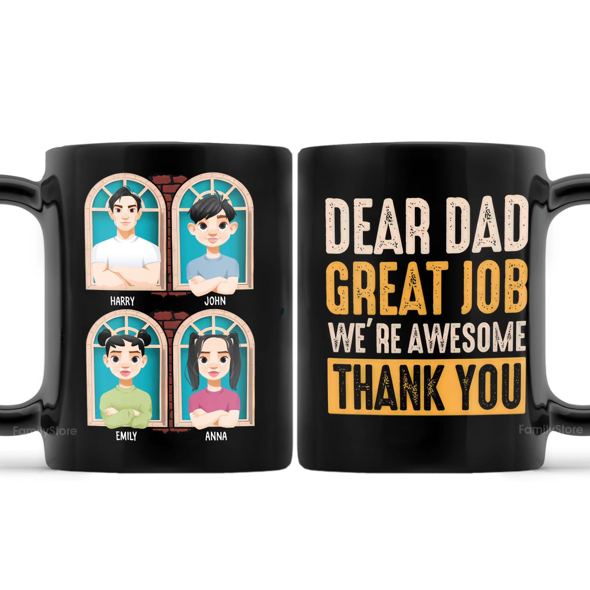 We're Awesome Thank You, Dear Dad - Personalized Black Mug - Gift For Dad, Fathers Day - CL50 NA94 - Image 3