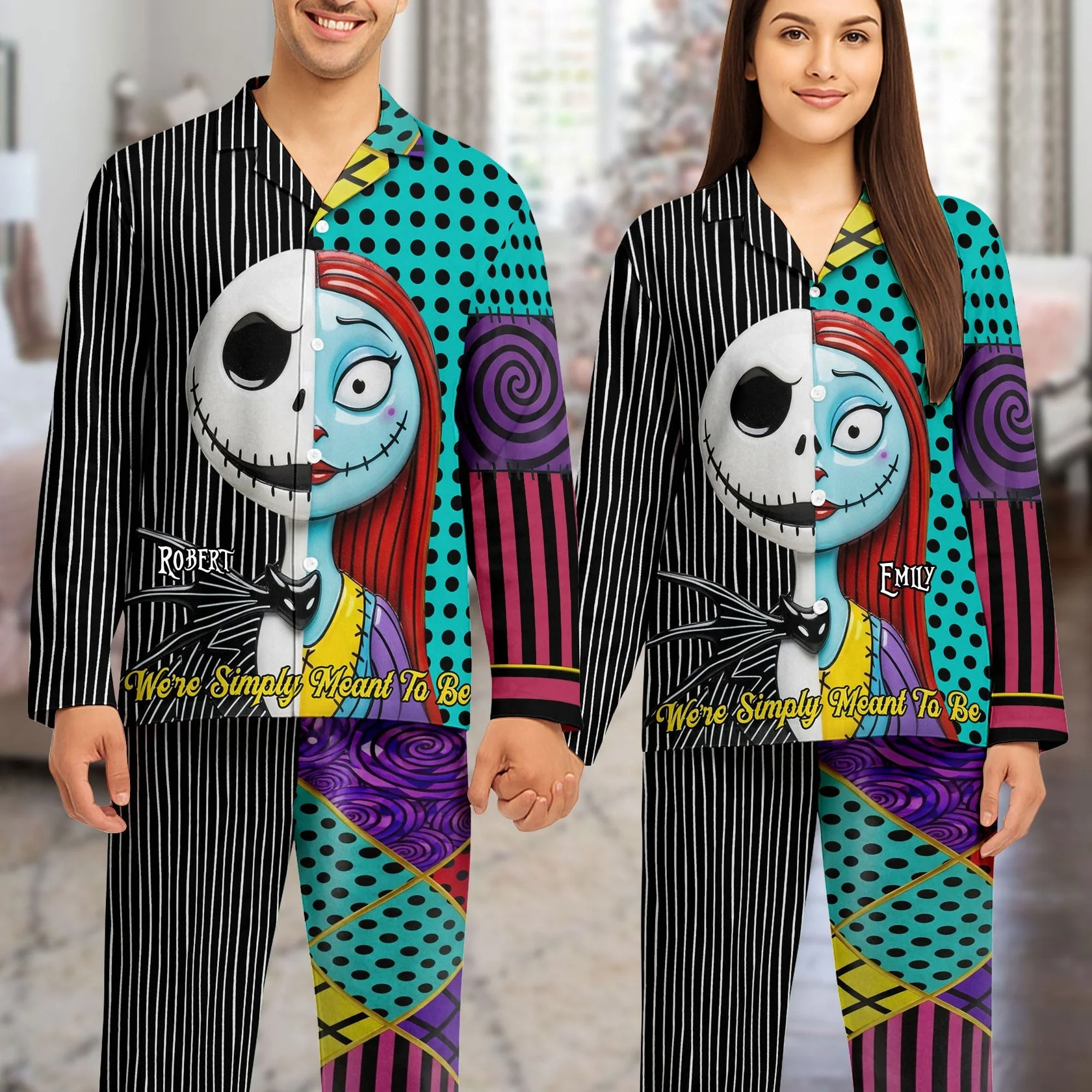 We're Simply Meant To Be - Personalized Pajama - Christmas Gift For Couple HH01