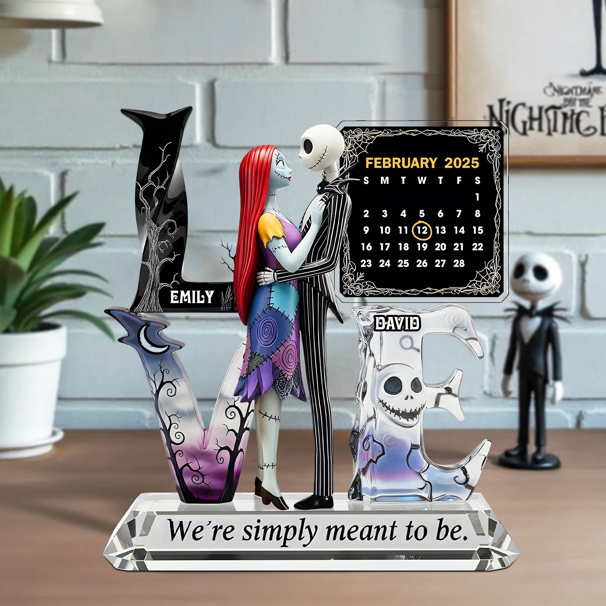 We're Simply Meant To Be Spooky Couple - Personalized Custom Shaped Acrylic Plaque - Anniversary Gift For Couples NL122 - Image 2