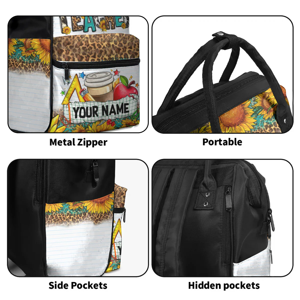 Western Best Teacher Sunflower - Personalized Duckbilled Backpack For Teacher, Back To School PT. - Image 5
