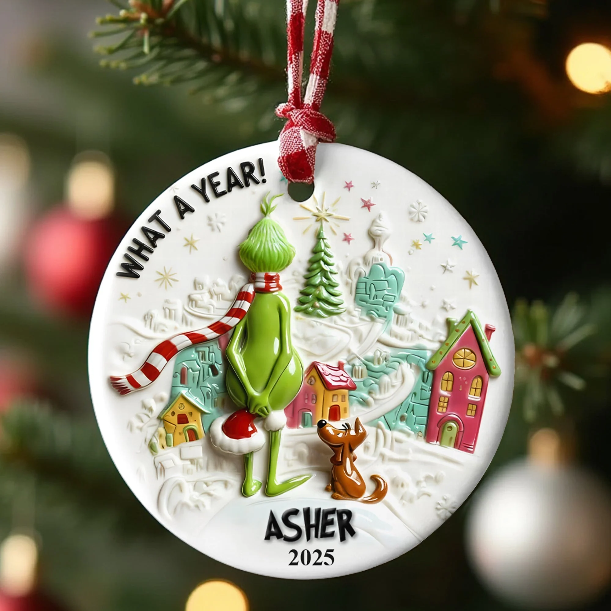 What A Year - Personalized Ceramic Ornament - Christmas Gifts For Family, Friends HH01