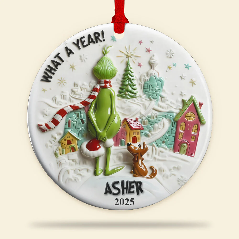 What A Year - Personalized Ceramic Ornament - Christmas Gifts For Family, Friends HH01 - Image 5