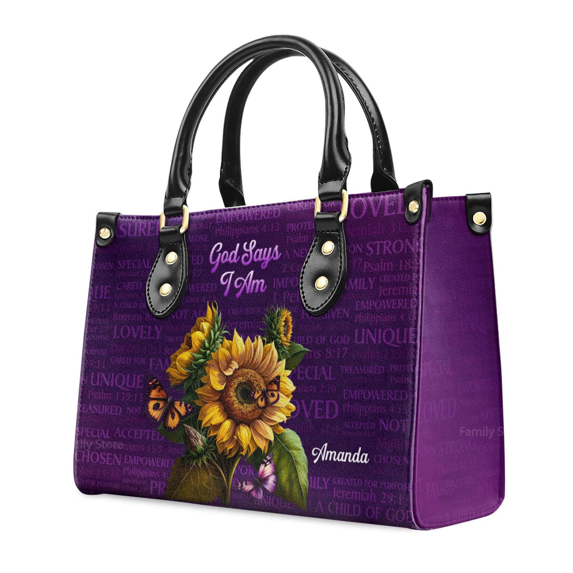 What God Says About You - Thoughtful Gift For Christians - Personalized Leather Handbag With Handle - AT4081317 - Image 3