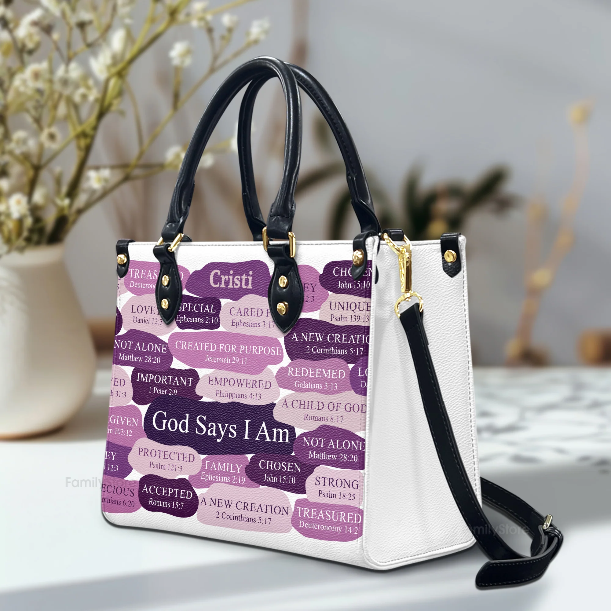What God Says About You - Unique Personalized Leather Handbag - AT4081243 - Image 2