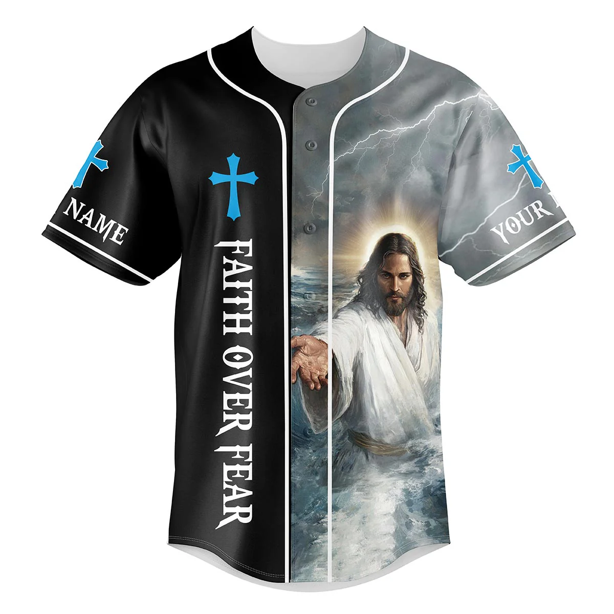 When Life Knocks Me Down Jesus Picks Me Up Custom Name Baseball Jersey - Christant Gift For Him - Image 2