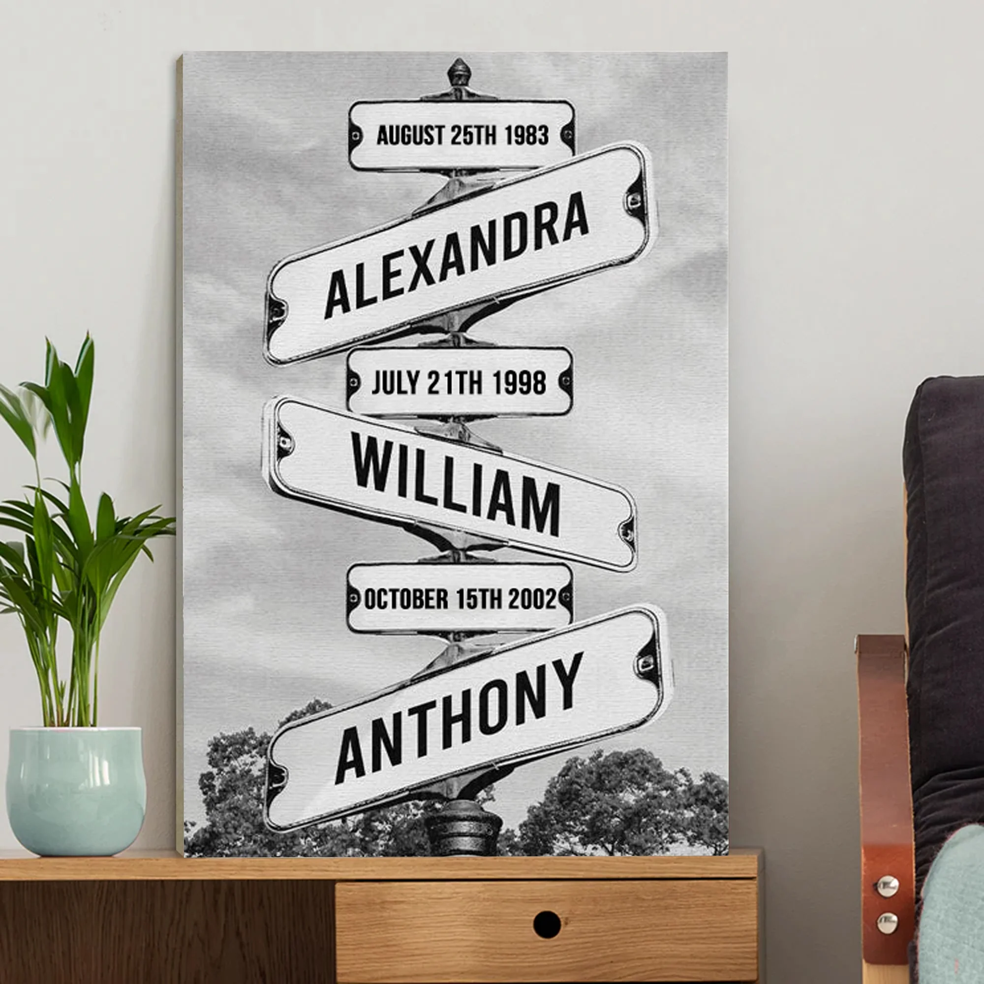 Where Love Never Ends Vertical Direction Board - Gift For Dad, Grandfather - Personlized Canvas Poster - Image 3